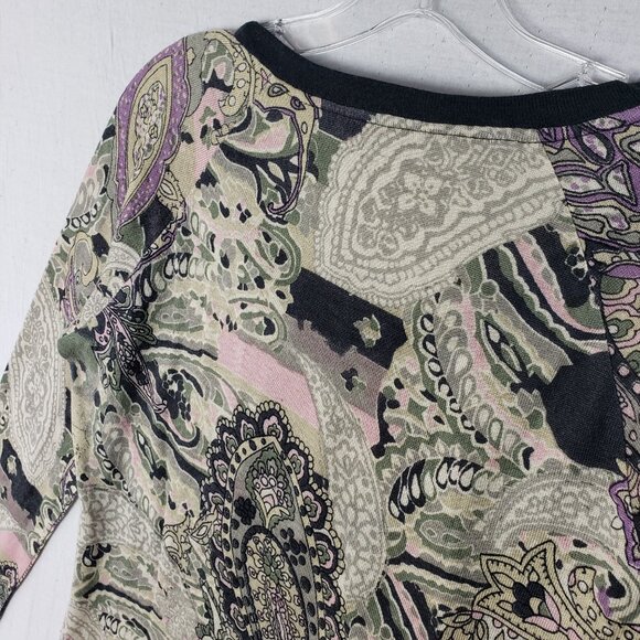 Elegantissimo Firenze Knit Pullover Top Silk Wool Cashmere Paisley Beaded sz XL - Picture 9 of 11